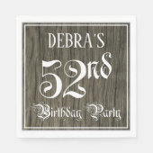 52e verjaardag — Fancy script, Faux Wood Kijk Servet (Voorkant)