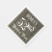 52e verjaardag — Fancy script, Faux Wood Kijk Servet (Hoek)