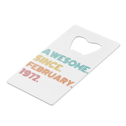 52e verjaardag februari 1972 kredietkaart flessenopener (Achterkant Gekanteld)