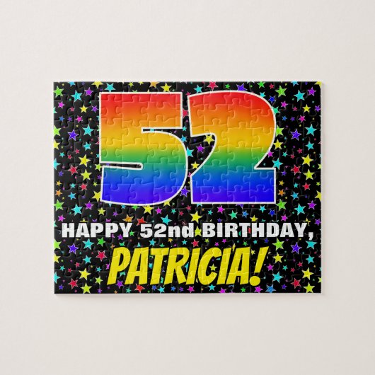 52e verjaardag — Fun, kleurrijk Star Field Pattern Legpuzzel (Horizontaal)