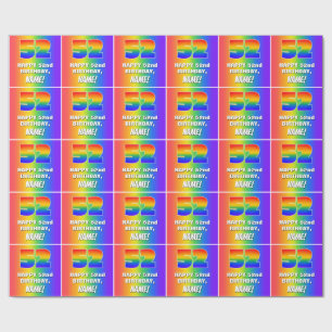 52e verjaardag: Kleurrijk, leuk regenboogpatroon # Cadeaupapier