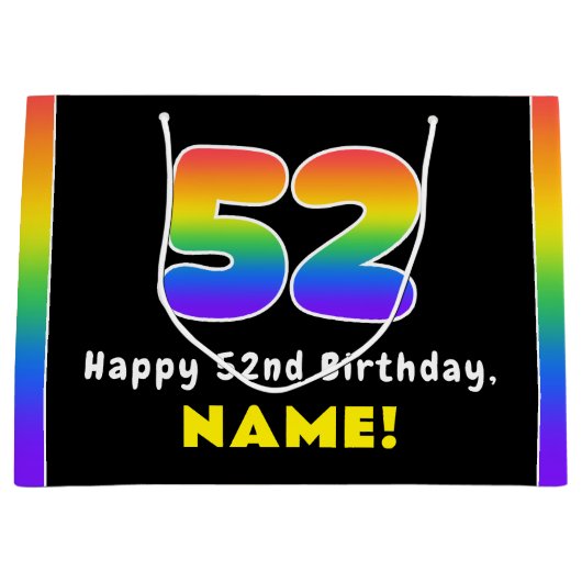 52e verjaardag: kleurrijke regenboog # 52, Naam va Groot Cadeauzakje (Voorkant)