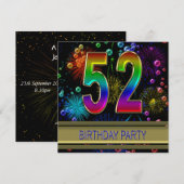 52e verjaardag Uitnodiging met bubbels (Voorkant / Achterkant)