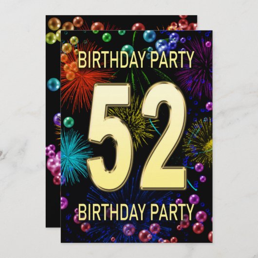 52e verjaardag van het Vuurwerk van de Uitnodiging (Voorkant / Achterkant)