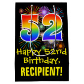 52e verjaardag: Vuurwerk Fun Pattern + Regenboog 5 Medium Cadeauzakje (Achterkant)