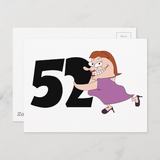 52e verjaardagscadeau - Grappige cartoon Briefkaart (Voorkant / Achterkant)