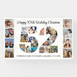 52e verjaardagsfeest Nummer 52 fotocollage Spandoek
