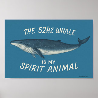 52HZ La Baleine Est Mon Esprit Poster Animal