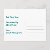 52ste verjaardag: Roze strepen & harten, Regenboog Briefkaart (Achterkant)