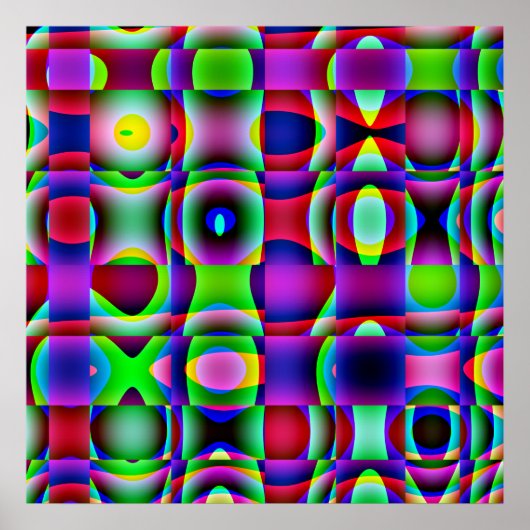 52x52 of Kleiner Poster Psychedelic Square Pattern (Voorkant)