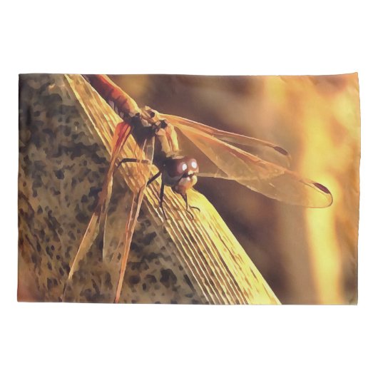 534424932Elegant Red Darter Dragonfly Insect Art Kussensloop (Achterkant-Links)