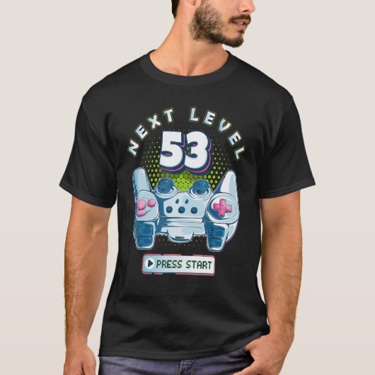 53 Birthday Gamer Next Level 53-gaming controller T-shirt (Voorkant)