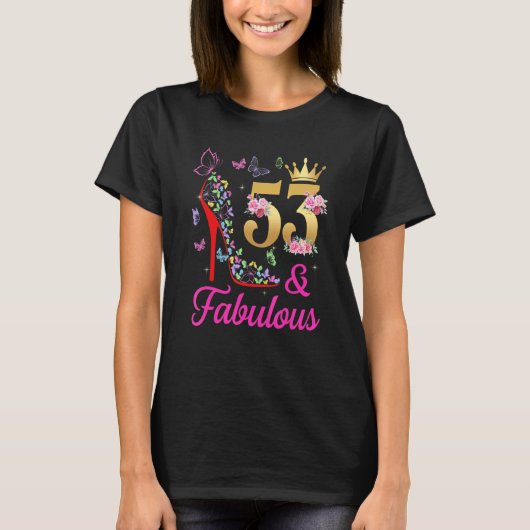53 & Fabulous 53 jaar oude 53e buikvlinders H T-shirt (Voorkant)