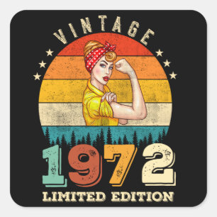 53 jaar oude Bday 1972 53ste Verjaardag Vrouwen Vierkante Sticker