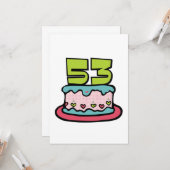 53 jaar oude Birthday Cake Kaart (Voorkant / Achterkant in situ)
