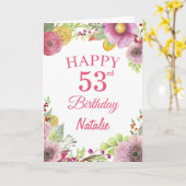 53e anniversaire Aquarelle Florale Flowers Carte r (Fleur jaune)