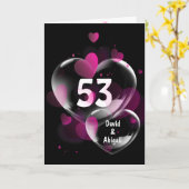 53e Anniversaire Bulles cardiaques sur carte noire (Fleur jaune)