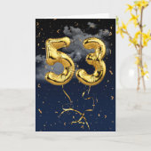 53e Anniversaire Gold Mylar Balloon et carte Confe (Fleur jaune)