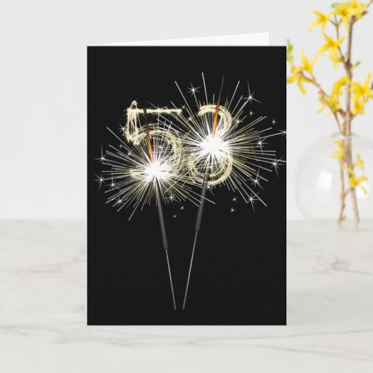 53e anniversaire Sparklers sur carte noire (Fleur jaune)