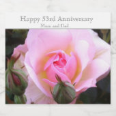 53e bruiloft Jubileum Roze Rose Sparkling Wijnetiket (Enkel label)