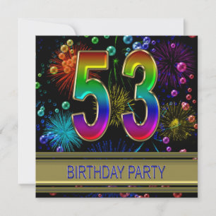 53e fête d'anniversaire Invitation avec bulles