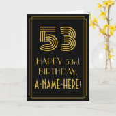 53e verjaardag: Art Deco Geïnspireerde look "53" e Kaart (Gele Bloem)