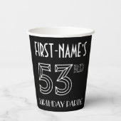 53e verjaardag: Art Deco Style + aangepaste naam Papieren Bekers (Achterkant)