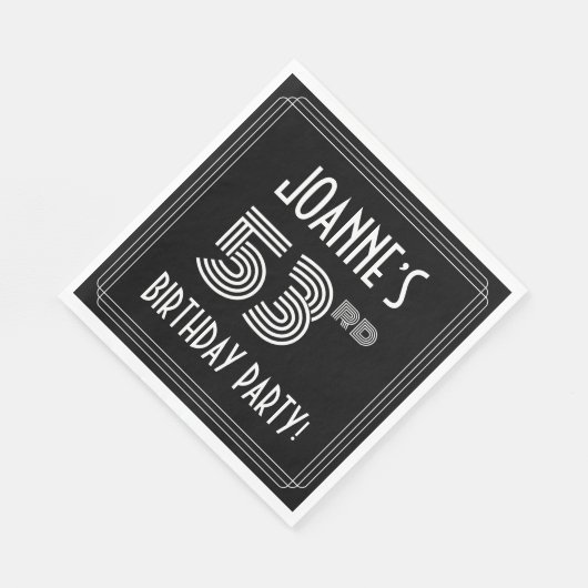 53e verjaardag: Art Deco Style + aangepaste naam Servet (Hoek)