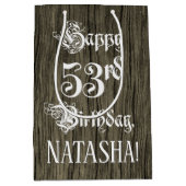 53e verjaardag: Fancy, Faux Wood Kijk + Aangepaste Medium Cadeauzakje (Voorkant)