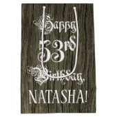 53e verjaardag: Fancy, Faux Wood Kijk + Aangepaste Medium Cadeauzakje (Achterkant)