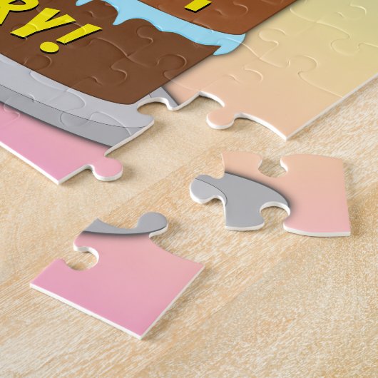 53e verjaardag: Fun Cake and Candles + Custom Name Legpuzzel (Zijkant)