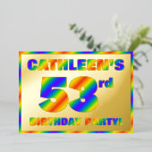 53e verjaardag - Fun, regenboogspectrum "53" Folie Uitnodiging (Staand Voorkant)