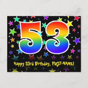 53e Verjaardag: Fun Stars Patroon, Regenboog 53, N Briefkaart