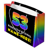 53e verjaardag: kleurrijke regenboog # 53, Naam va Groot Cadeauzakje (Achterkant Gekanteld)