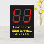 53e verjaardag: Red Digital Clock Style "53" + naa Kaart (Gele Bloem)