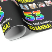 53e verjaardag: Regenboog "53"; Aangepaste foto's Cadeaupapier (Rol Hoek)