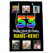 53e verjaardag: Regenboog "53", aangepaste foto's  Medium Cadeauzakje (Voorkant)