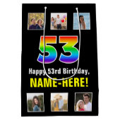 53e verjaardag: Regenboog "53", aangepaste foto's  Medium Cadeauzakje (Achterkant)