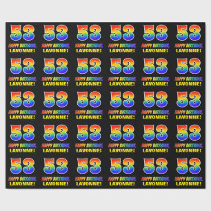 53e verjaardag: Vet, Vun, Eenvoudig, Regenboog 53 Cadeaupapier