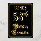 53e verjaardagsfeest — Fantasievol script & aangep Folie Uitnodiging (Voorkant)
