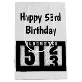 53rd Birthday Black Odometer Medium Cadeauzakje (Voorkant)