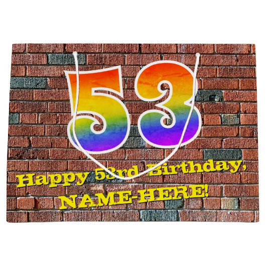 53ste verjaardag: Leuk, op graffiti geïnspireerd r Groot Cadeauzakje (Voorkant)