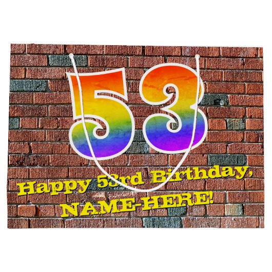 53ste verjaardag: Leuk, op graffiti geïnspireerd r Groot Cadeauzakje (Achterkant)