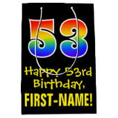 53ste verjaardag: Leuk, Vet, Kleurrijk, Regenboog  Medium Cadeauzakje (Voorkant)