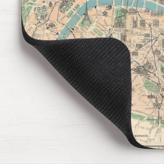 5406-Parijs: platte kaart met monumenten Muismat (Hoek)