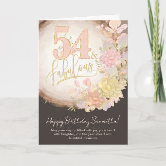54 & Fabulous Floral Photo Personalized Birthday Kaart