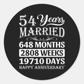 54 jaar getrouwd Happy 54e bruiloft Jubileum Ronde Sticker