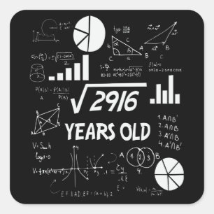 54 jaar oude dagelijkse Wiskunde leraar 54e verjaa Vierkante Sticker