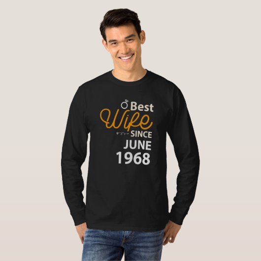54e bruiloft Jubileum Beste vrouw sinds juni 1968 T-shirt (Voorkant volledig)