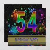 54e fête d'anniversaire Invitation avec bulles (Devant / Derrière)